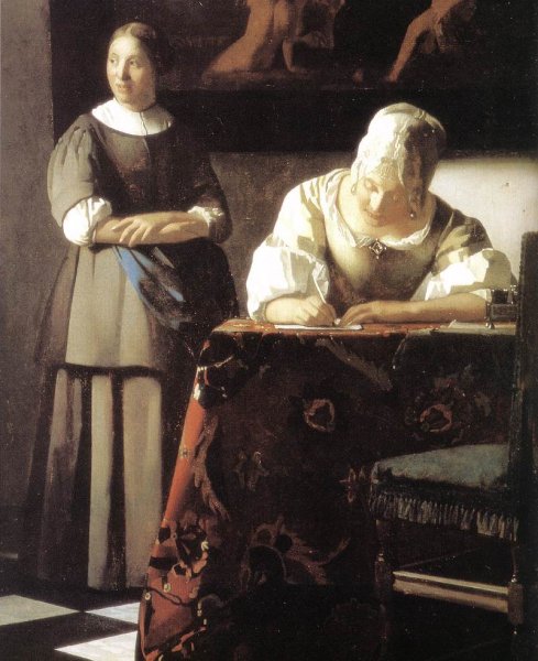 Lady Writing a Letter with Her Maid (detail) 2