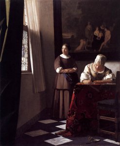 Lady Writing a Letter with Her Maid c. 1670