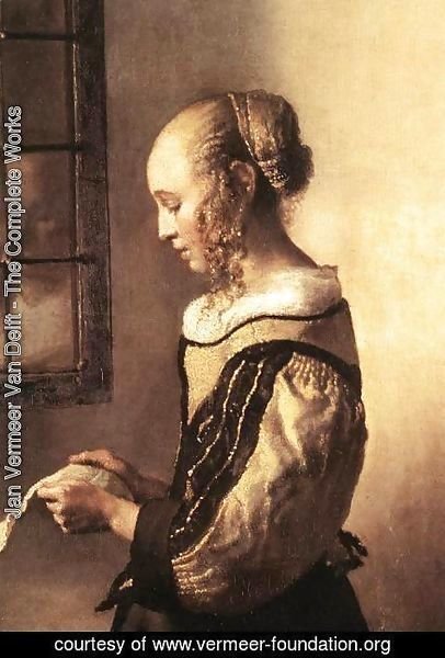 Jan Vermeer Van Delft - Girl Reading a Letter at an Open Window (detail-1) 1657